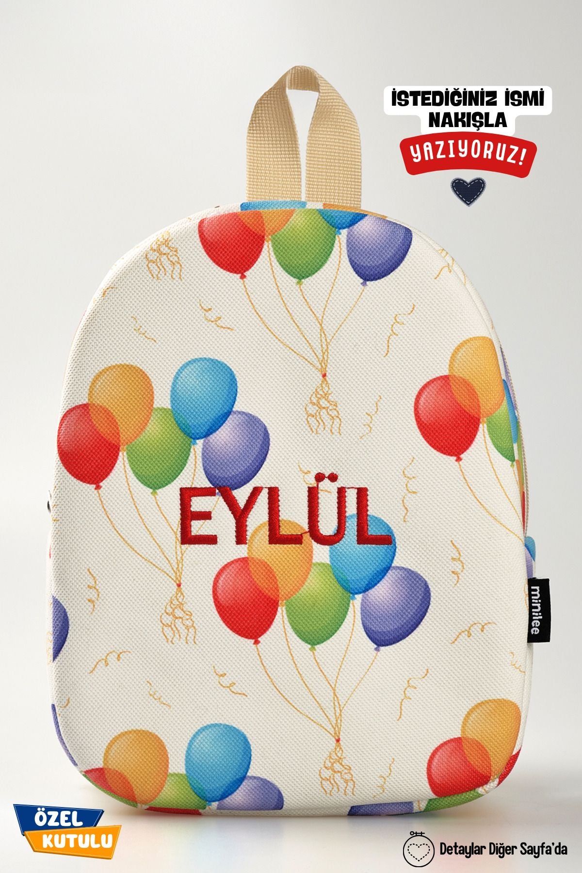 [İSTEDİĞİNİZ İSMİ NAKIŞLA YAZIYORUZ] - Sevimli Balonlar 0-8 Yaş - Kreş, Anaokulu Çocuk Sırt Çantası