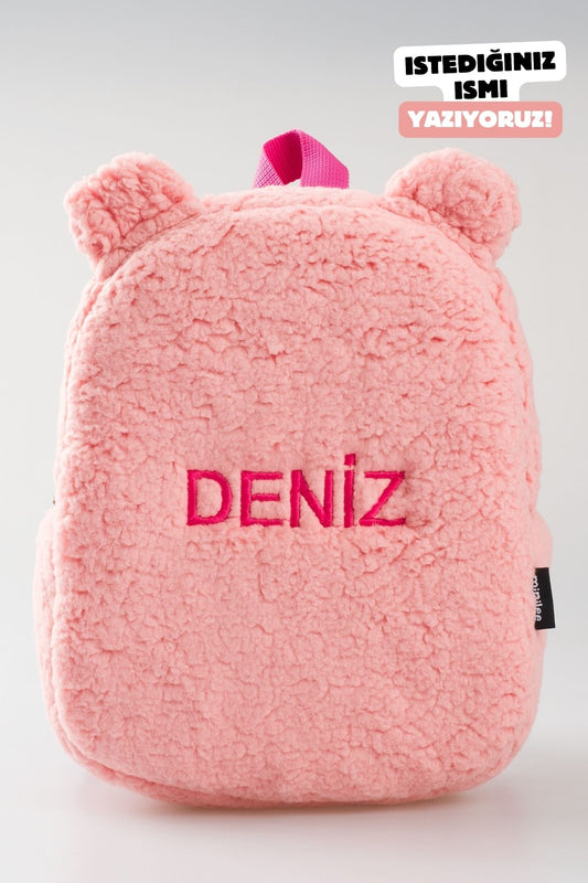 [istediğiniz Ismi Nakışla Yazıyoruz] - Teddy-peluş Pembe 0-8 Yaş - Kreş, Anaokul Çocuk Sırt Çantası