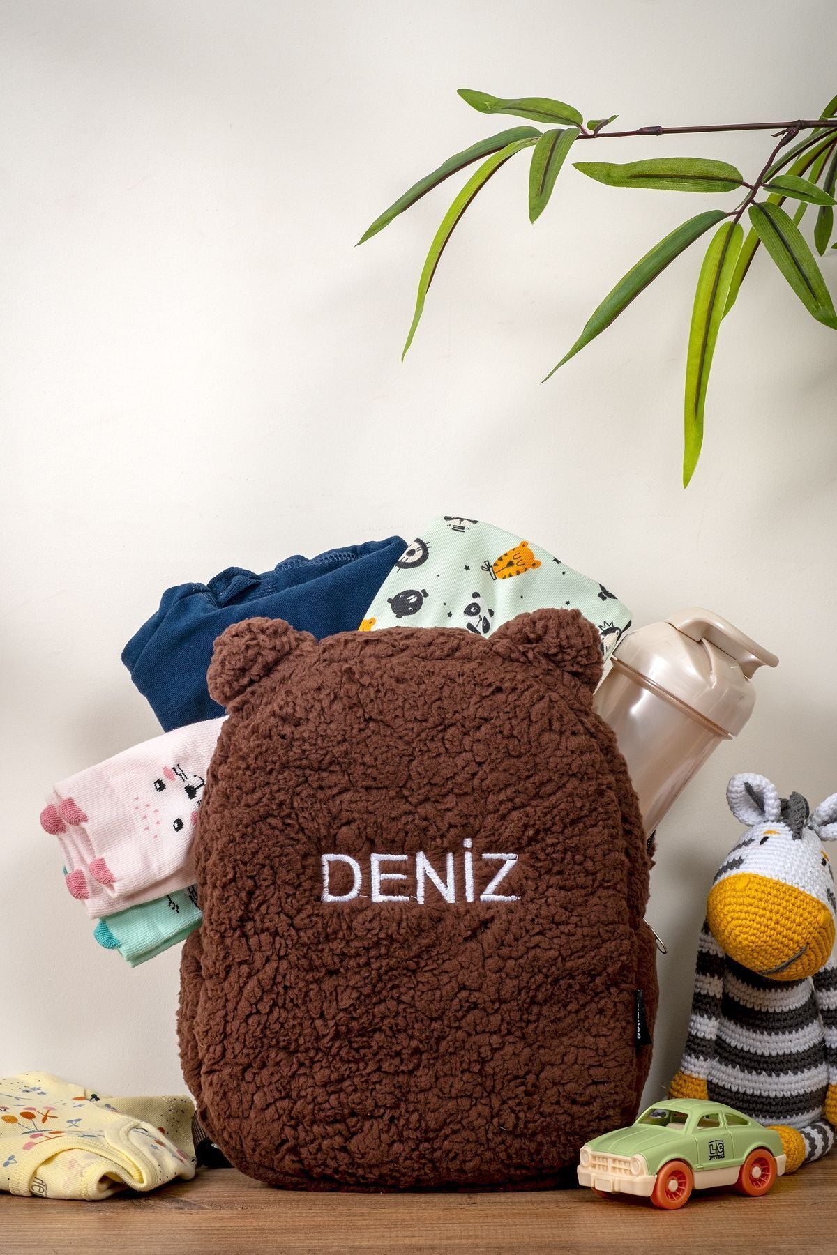 [İSTEDİĞİNİZ İSMİ NAKIŞLA YAZIYORUZ] - Peluş Teddy Kahve 0-8 Yaş - Kreş, Anaokulu Çocuk Sırt Çantası