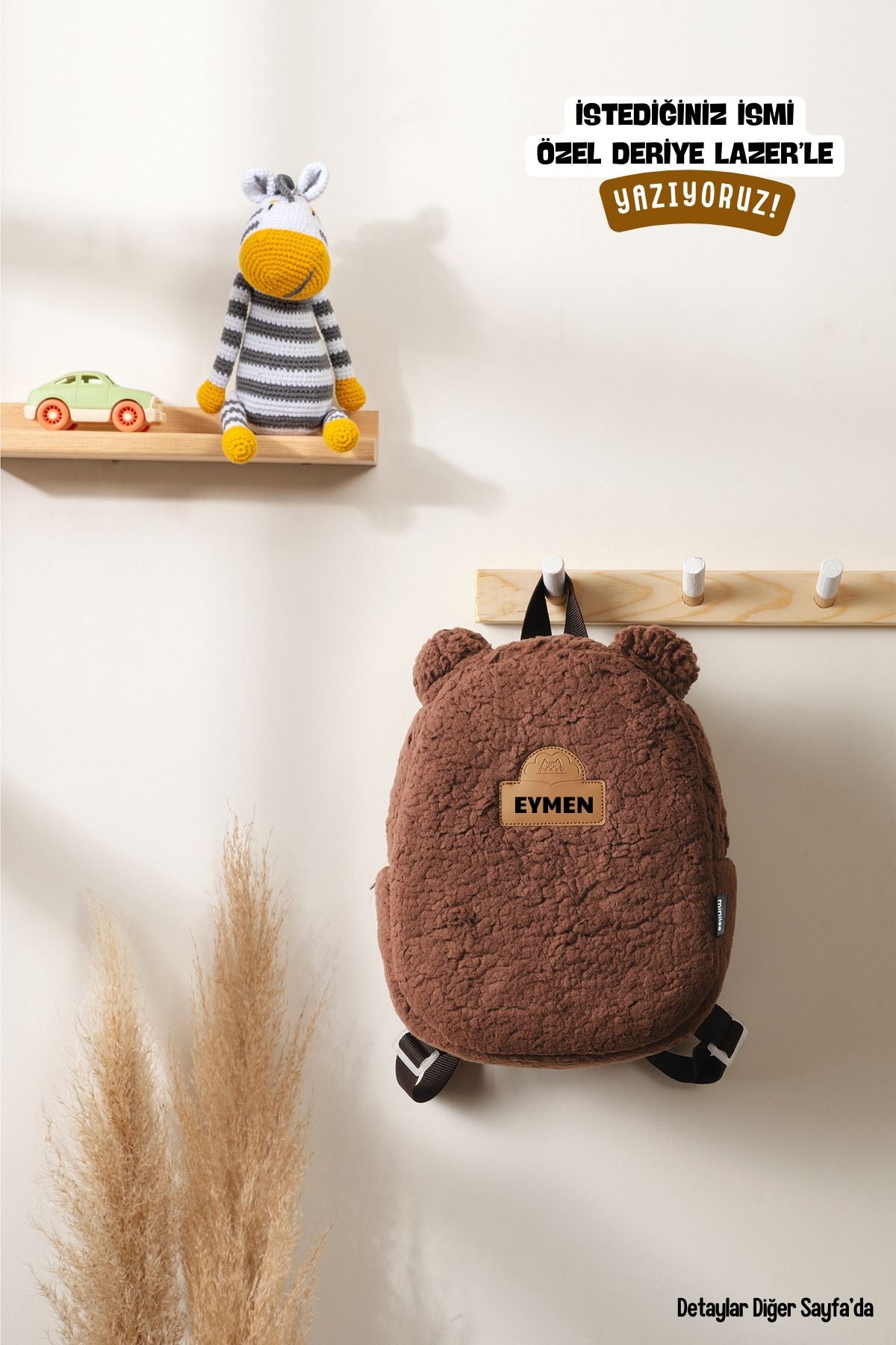 [İSTEDİĞİNİZ İSMİ YAZIYORUZ] - Teddy-Peluş Kahve 0-8 Yaş - Kreş, Anaokulu Çocuk Sırt Çantası