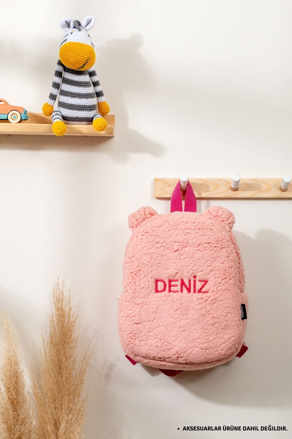 [İSTEDİĞİNİZ İSMİ NAKIŞLA YAZIYORUZ] - Peluş Pembe 0-8 Yaş - Kreş, Anaokulu Çocuk Sırt Çantası