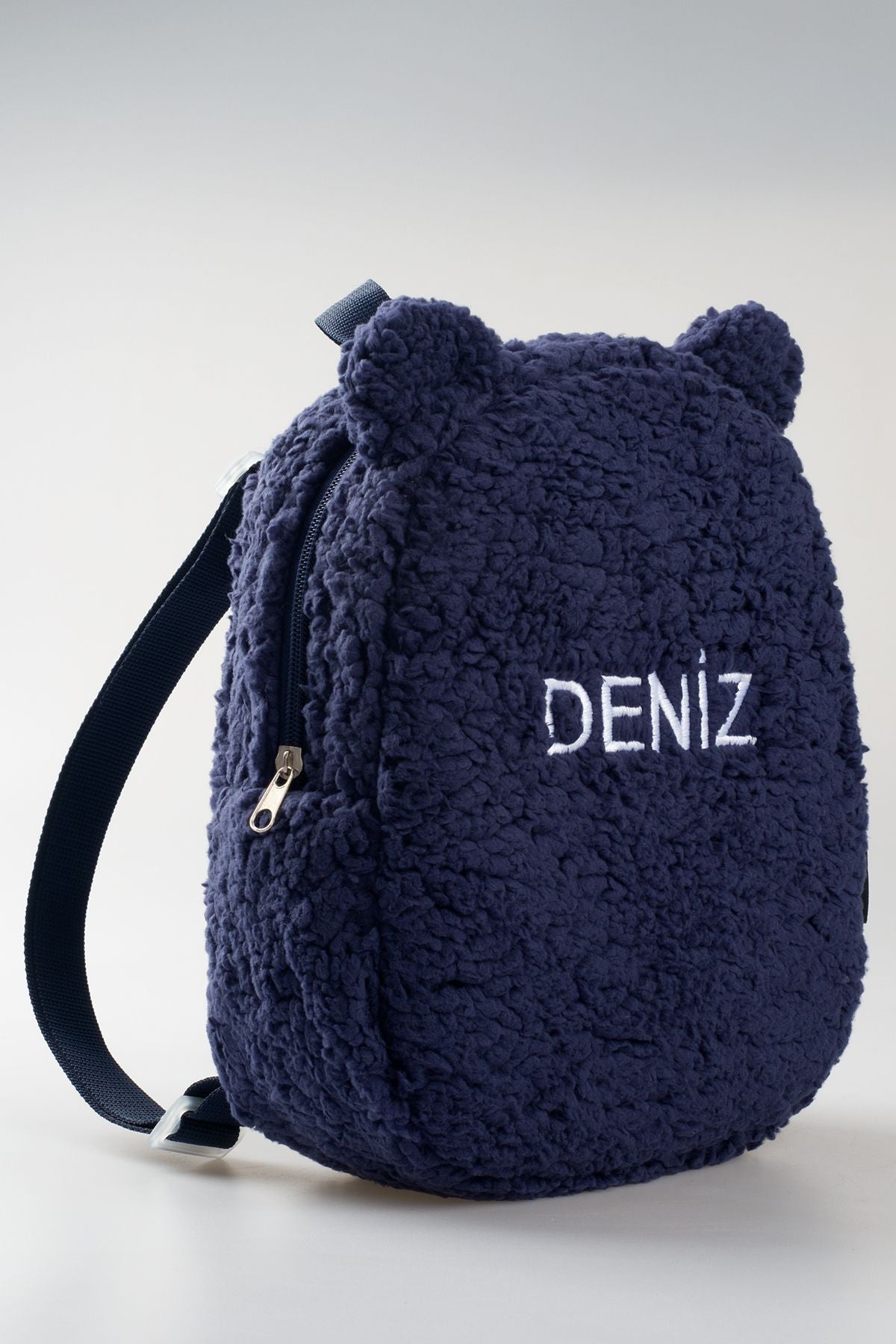 [İSTEDİĞİNİZ İSMİ NAKIŞLA YAZIYORUZ] - Peluş Lacivert 0-8 Yaş - Kreş, Anaokulu Çocuk Sırt Çantası