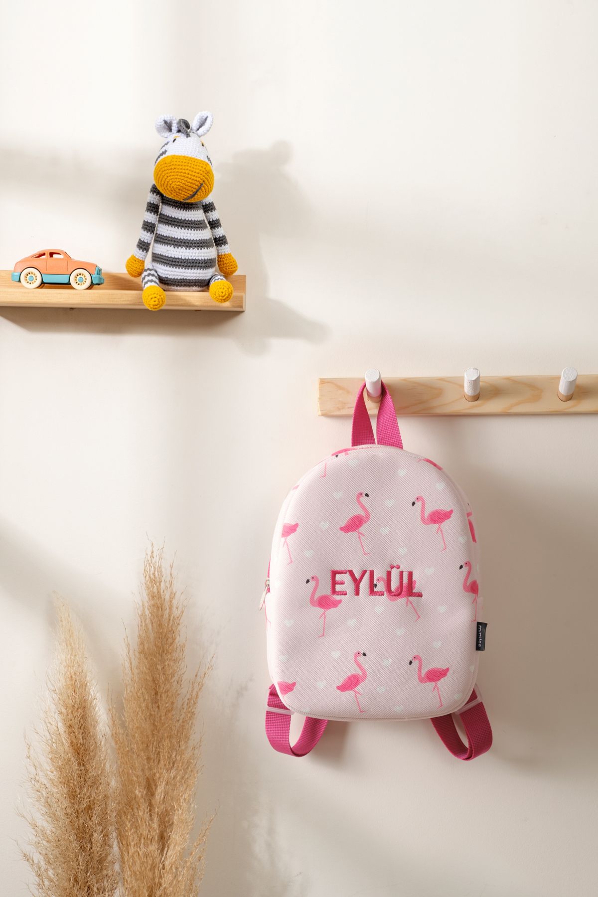 [İSTEDİĞİNİZ İSMİ NAKIŞLA YAZIYORUZ] - Sevimli Flamingo 0-8 Yaş - Kreş, Anaokulu Çocuk Sırt Çantası
