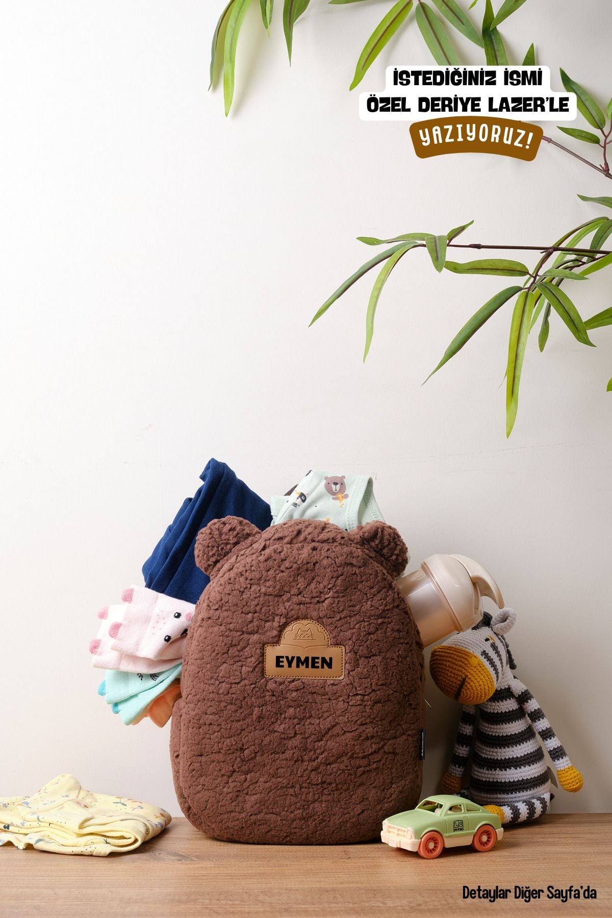 [İSTEDİĞİNİZ İSMİ YAZIYORUZ] - Teddy-Peluş Kahve 0-8 Yaş - Kreş, Anaokulu Çocuk Sırt Çantası