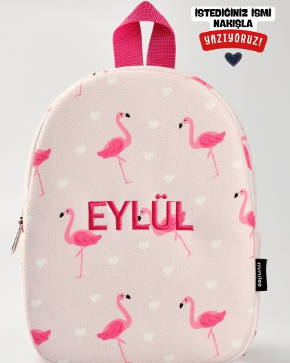 [İSTEDİĞİNİZ İSMİ NAKIŞLA YAZIYORUZ] - Sevimli Flamingo 0-8 Yaş - Kreş, Anaokulu Çocuk Sırt Çantası
